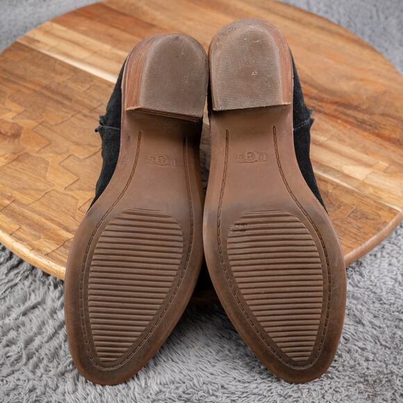 UGG Ankle Boots Womens Size 6 Black Leather Block Heel Zipper Casual 1108453 - Picture 7 of 7